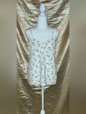 Cream and Floral Spaghetti Strap Cami Top